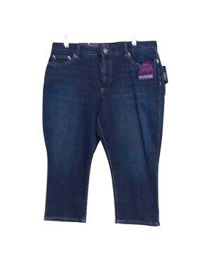 Chaps Fit Shape Sculpt Slimming Capri Jeans Size 16 Dark Wash Denim Comfortable